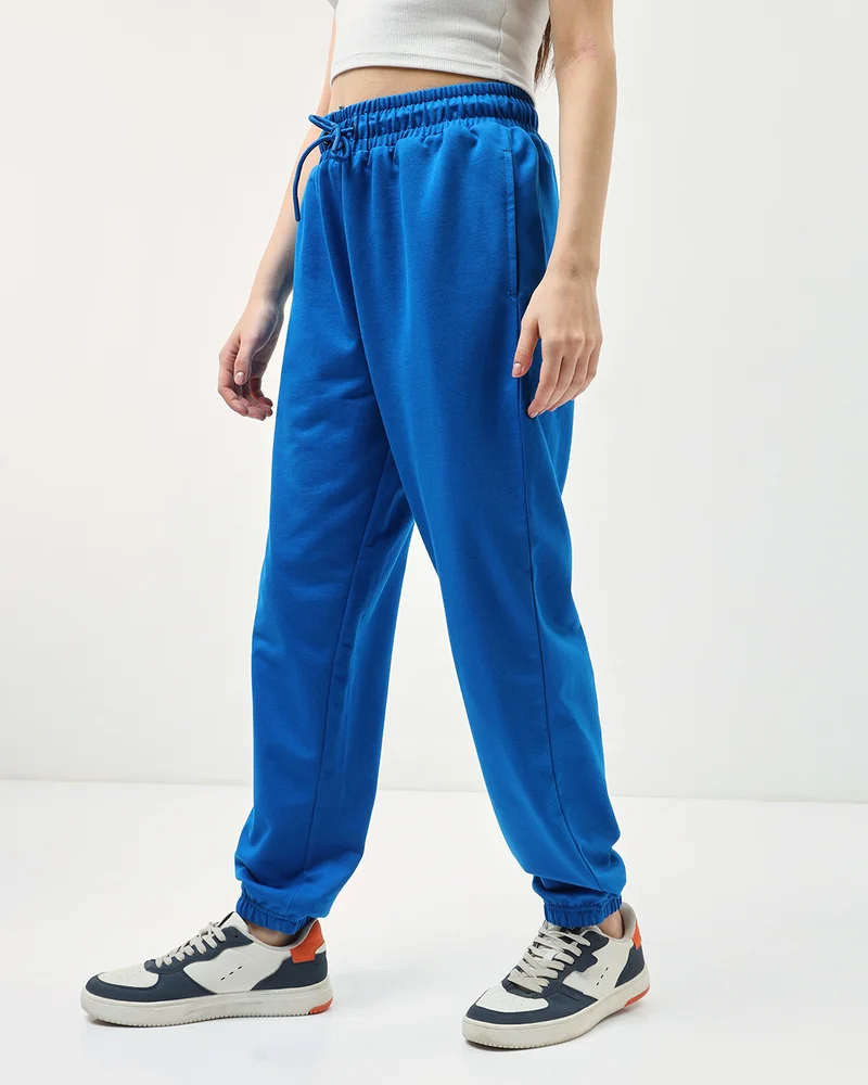 bewakoof Women's Blue Super Loose Fit Joggers